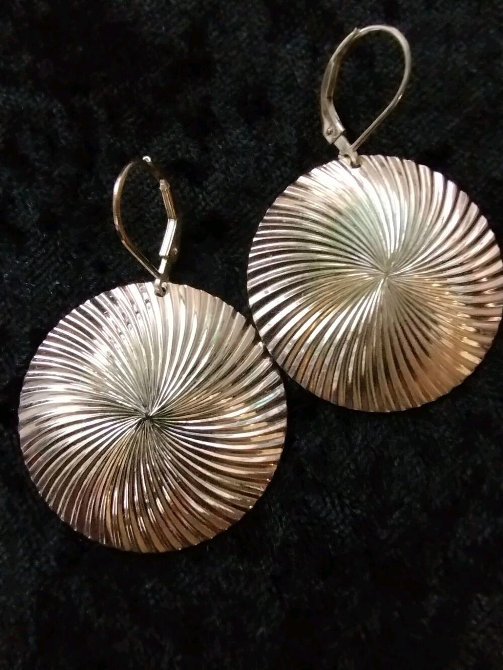 JCM Jacemo Mauritius 925 Silver Sunburst Diamond Cut Disc Drop Dangle Earrings